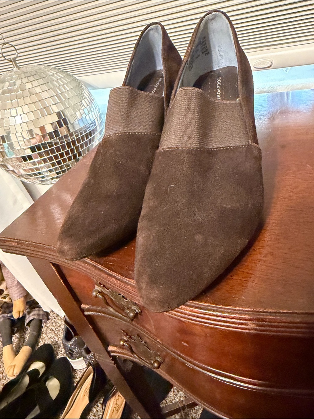 Rockport Comfortable Brown Suede Slip-On Dress Shoes